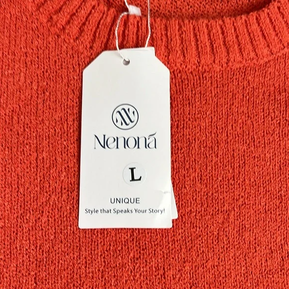 NWT  2 Piece Knit Outfit Long Sleeve Tunic Sweaters Top & Shorts Lounge Set sz L - Picture 4 of 7